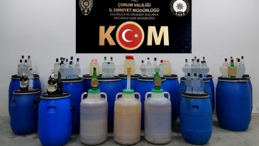 Çorum’da 1863 litre sahte içki ele geçirildi