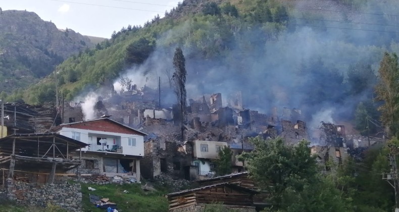 Artvin’in Yusufeli ilçesinde 33 ev yandı