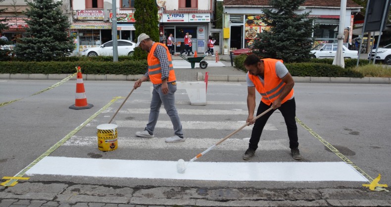 Havza’da Okul Önleri ve ilçe merkezindeki Yaya Geçitleri Boyandı